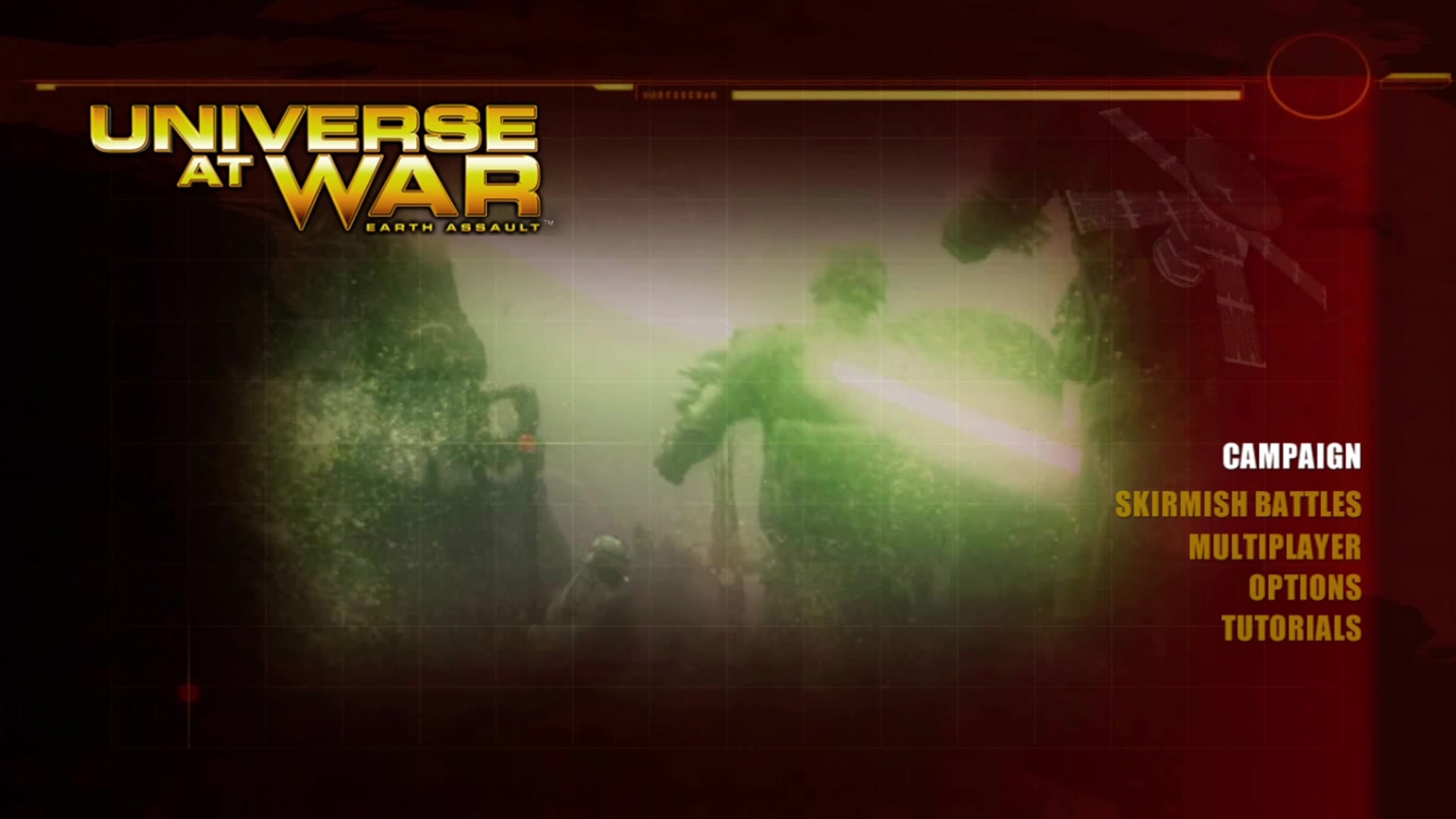 Universe at War: Earth Assault title screen for Xbox 360